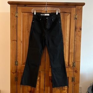 Mango black flare rough hem jeans, Sz 6
